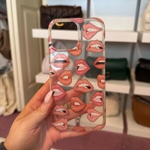 Velvet Caviar Lip Print Phone Case - Pink and Red iphone 13 pro max